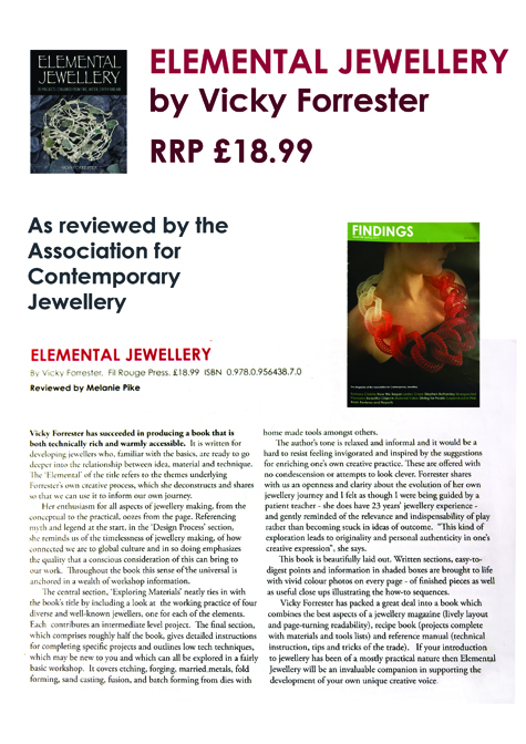Melanie Pike reviews the book Elemental Jewellery for ACJ's magazine 'Findings'