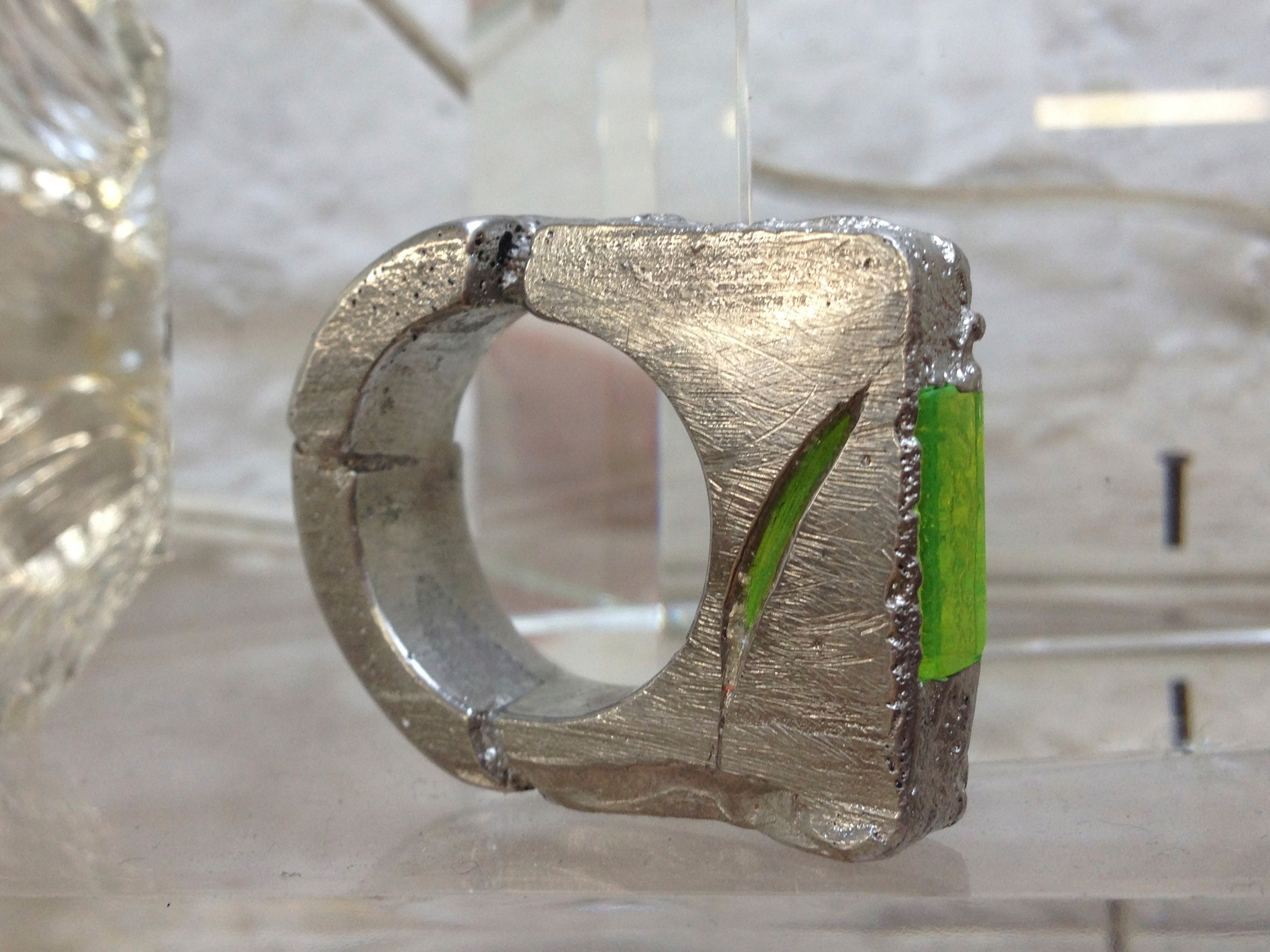 studio casting techniques with inclusions: pewter with acrylic