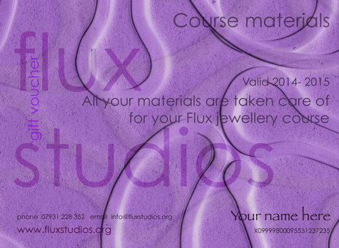 Why not purchase a materials voucher at Flux Jewellery School to treat friend or colleague to an unforgettable experience