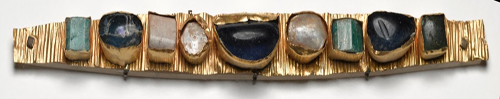 A gold elaborate diadem, with nine semi precious stones, Roman, ca 300 A.D.