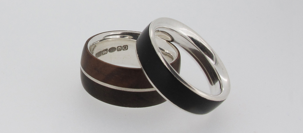 Wood and silver ring by Nic Webb