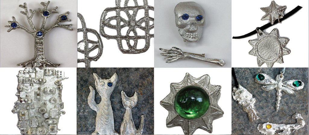 Examples of items made by children and adults on the pewter casting family workshop