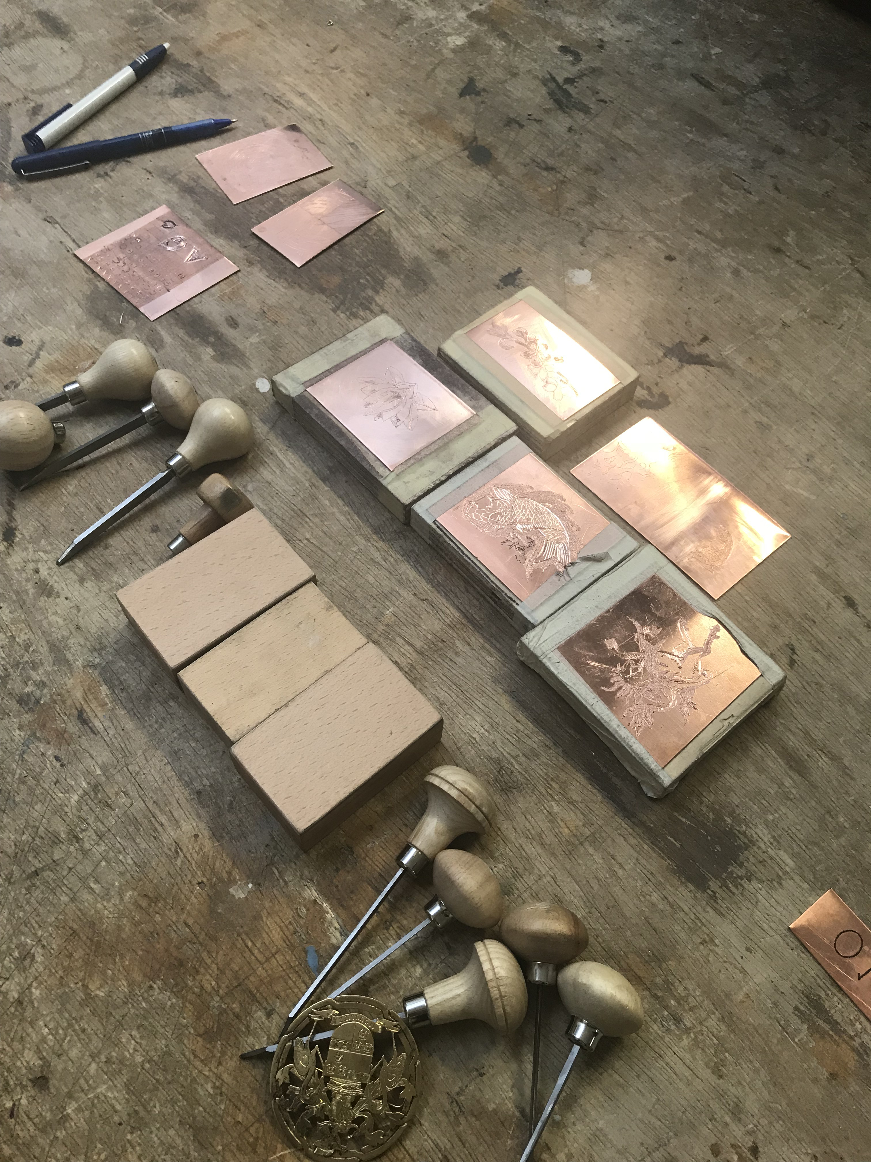 gravers and copper samples